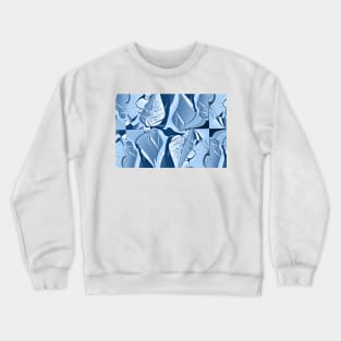 Abstract Blue Leaf Pattern Crewneck Sweatshirt